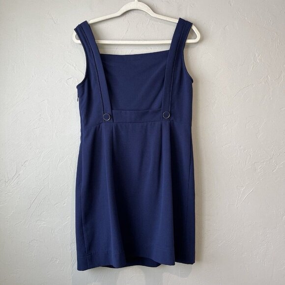Anthropologie Dress Y2K Blue Nautical Fisherman Preppy 10 Overall Button Mini - Picture 6 of 11